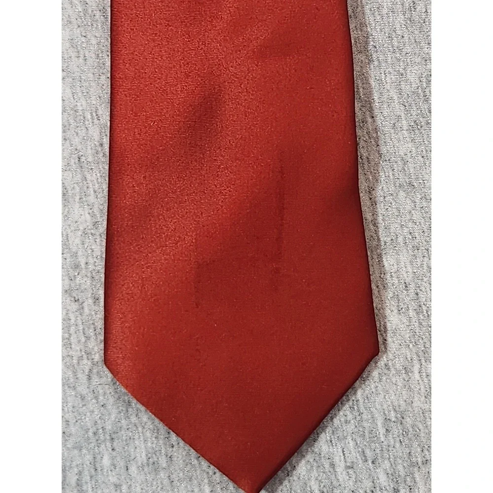 Azazie Necktie Mens OS Rust Red Satin Solid Formal Classic Wedding Tie